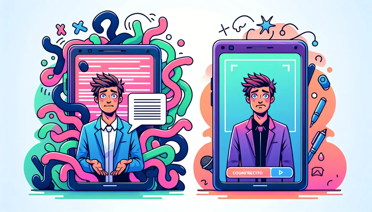 Comparación antes y después de usar Instagram Teleprompter en un Reel educativo de 60 segundos